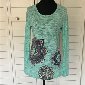 Aventura Vintage Burnout Indie Long Sleeve Floral Medallion Tee